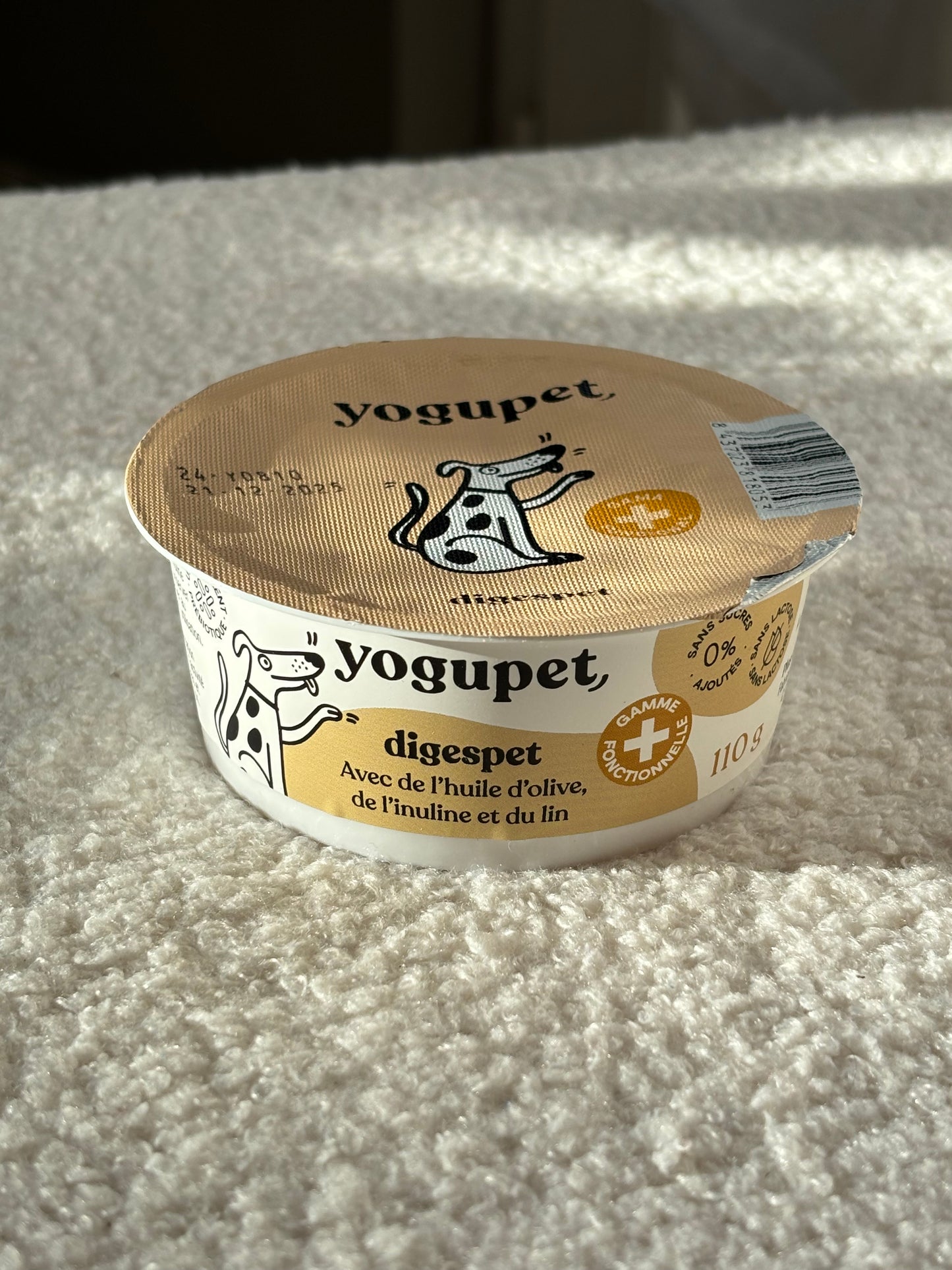 Yaourt pasteurisé sans lactose chien - gamme fonctionnelle - 110g