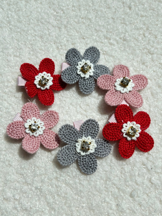 Barrettes chiens en fleurs